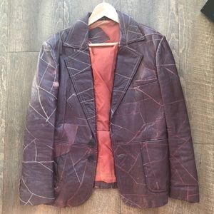 Flight club style mosaic Red leather jacket